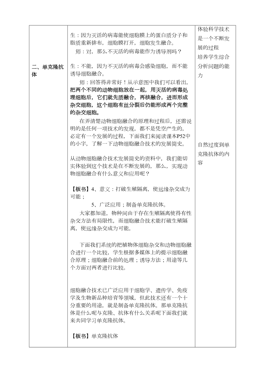 动物细胞融合与单克隆抗体教案.doc