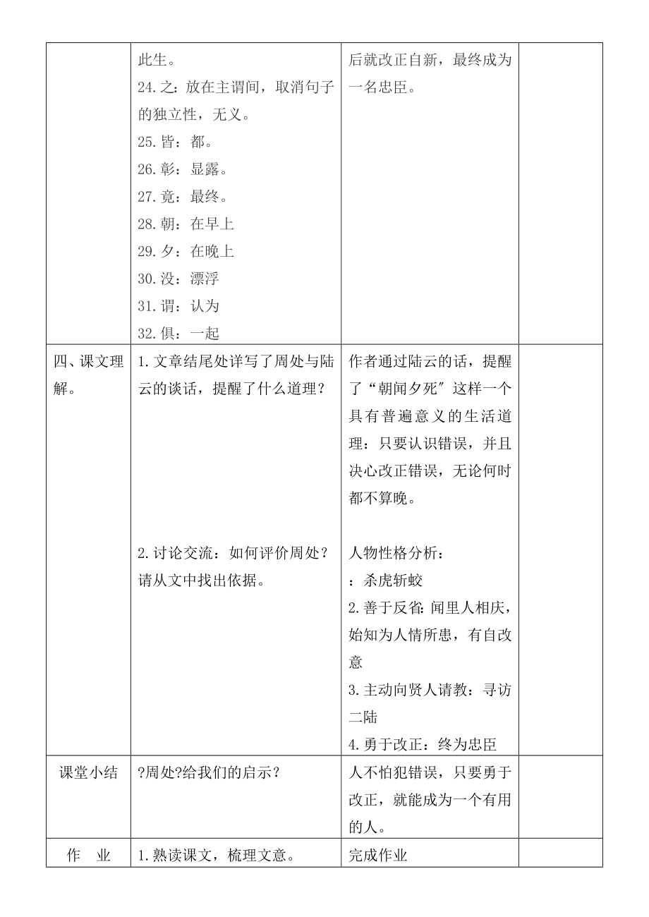 北师大版语文九年级下册第二单元比较探究《周处》教案4(2).doc