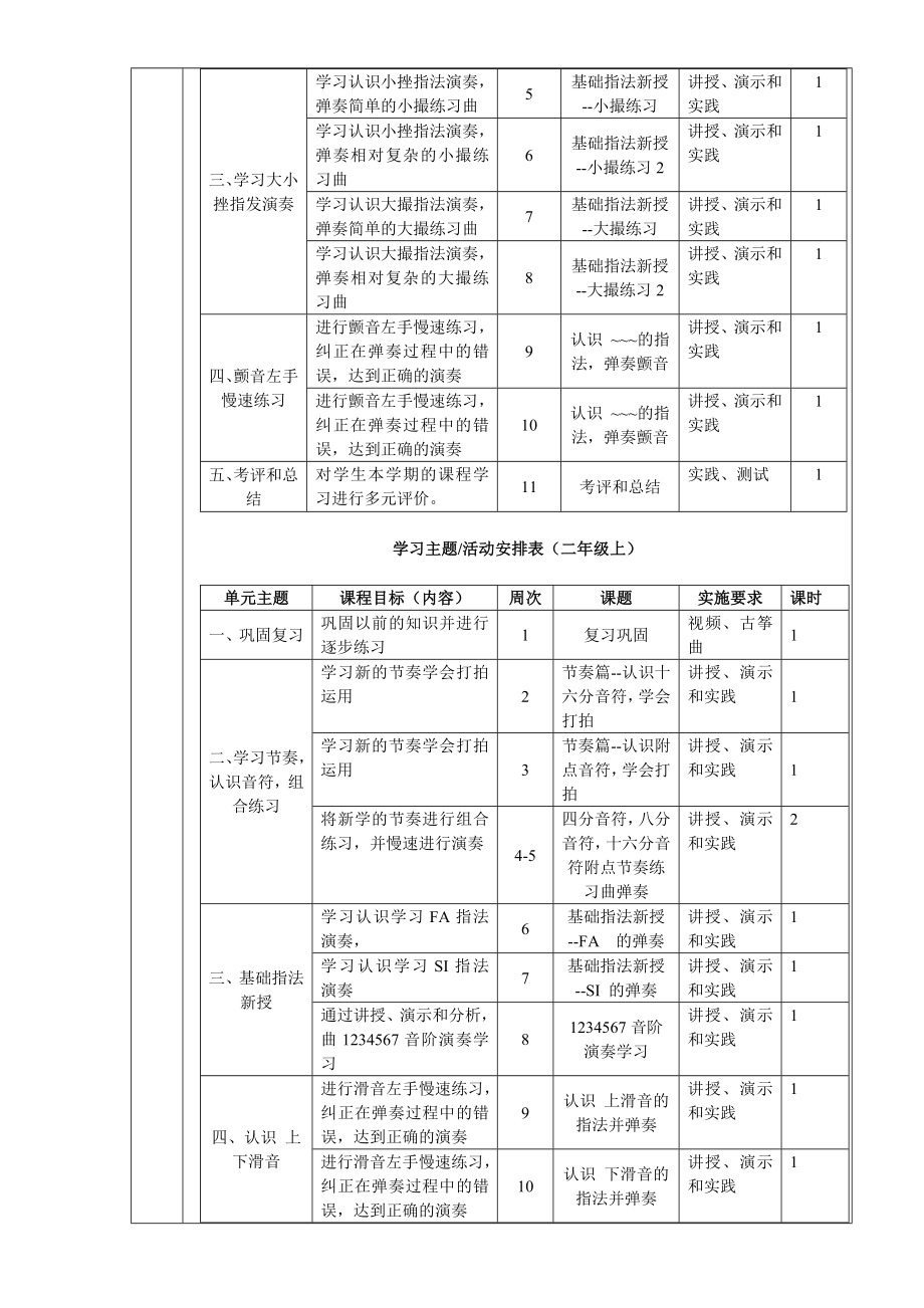 古筝教学方针校本课程教案课程.doc