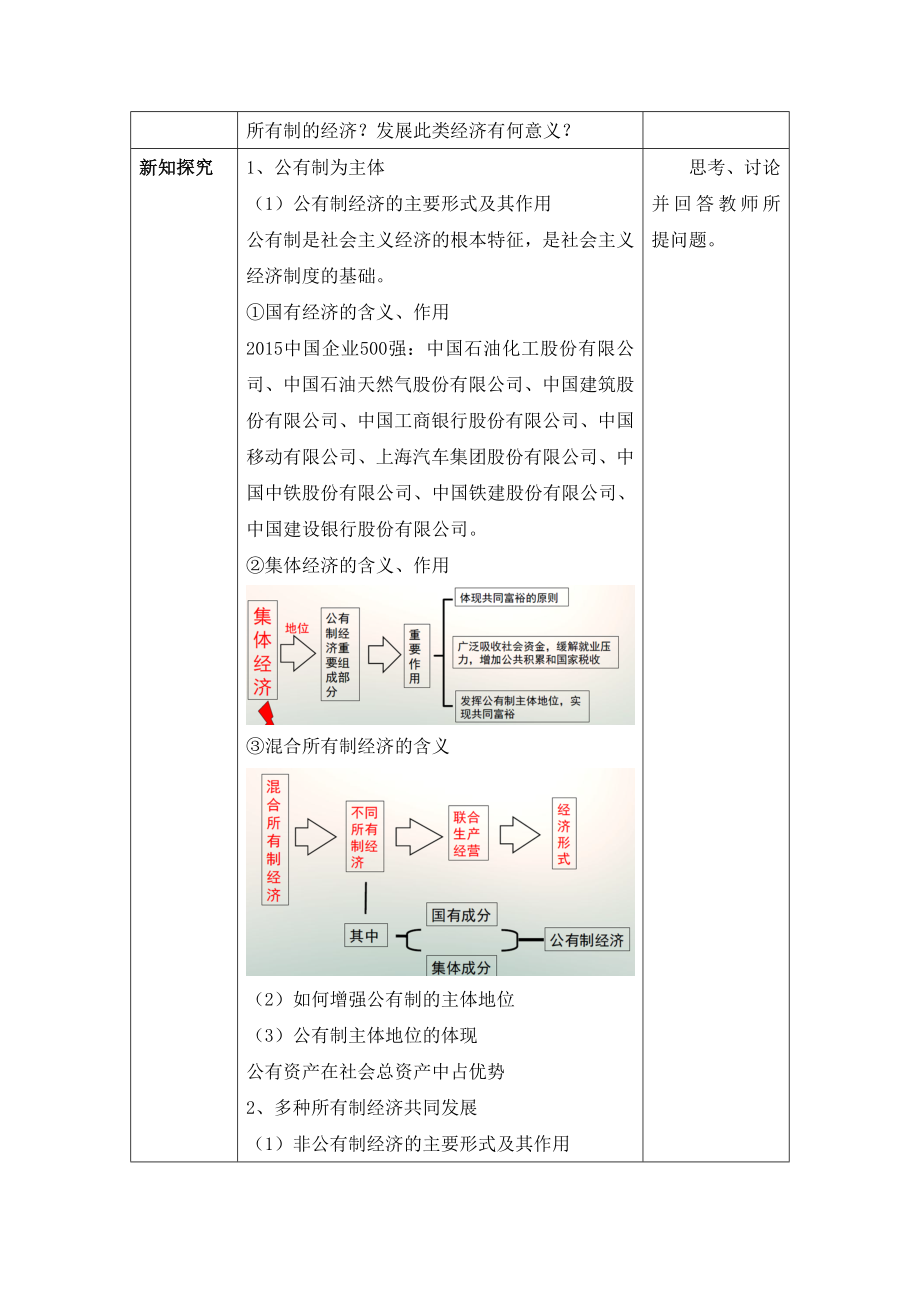 人教版高中政治必修12.9《我国的基本经济制度》情境探究型教案.doc