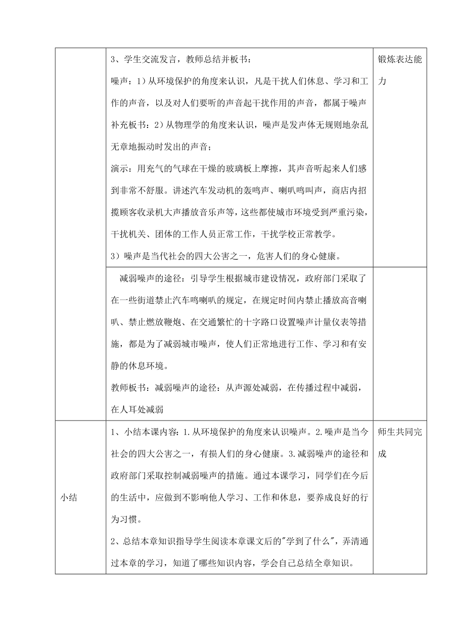 八年级科学下1.4噪声的污染与防治教案华东师大版.doc