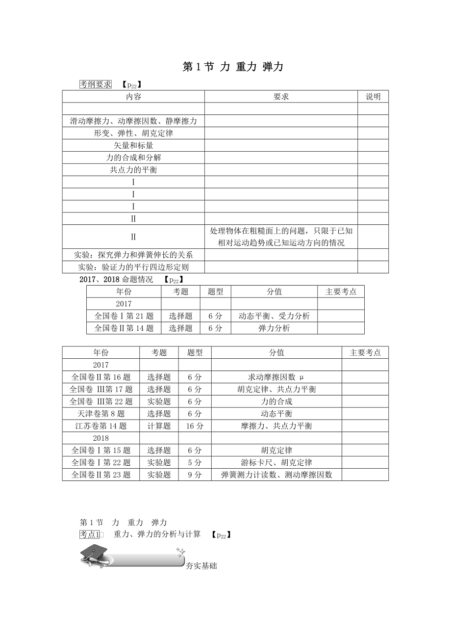 （名师导学）202X版高考物理总复习第二章第1节力重力弹力教师用书教学案新人教版.docx