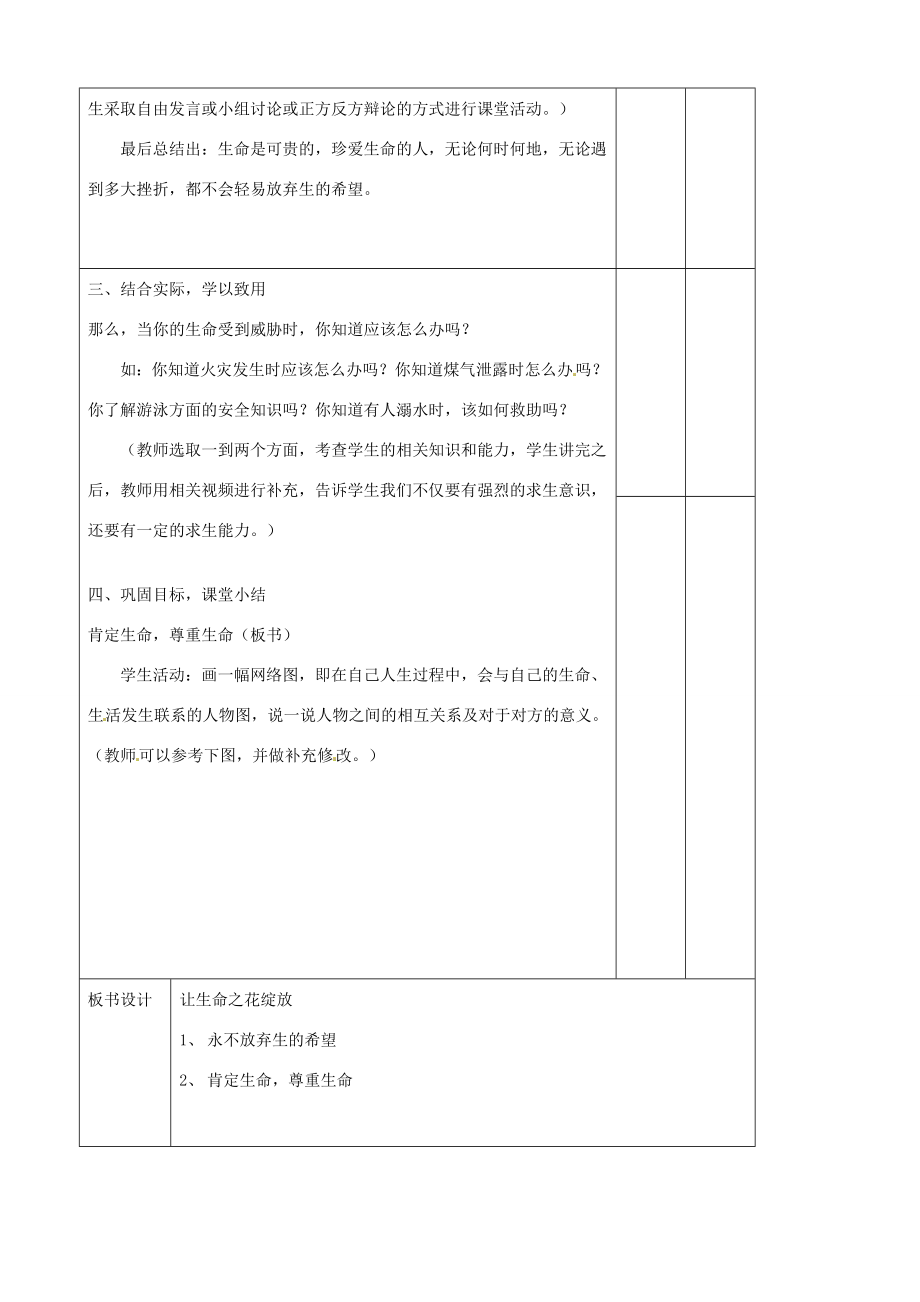 辽宁省大连市76中七年级政治上册《3.3让生命之花绽放（1）》教学设计新人教版.doc