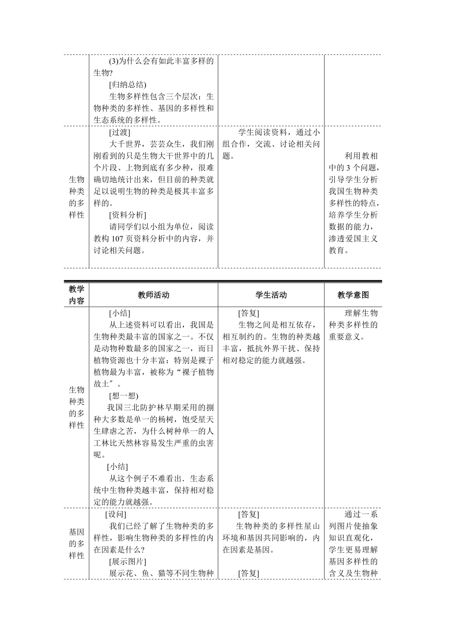 人教版生物八年级上册第六单元第二章认识生物的多样性教案.doc