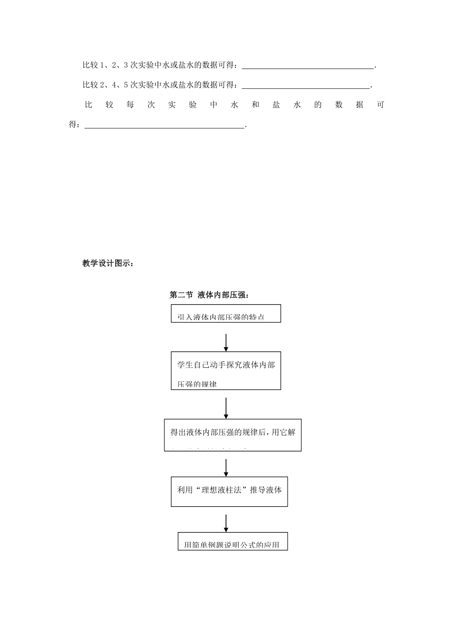 八年级物理下册8.2液体内部的压强教案（新版）北师大版（新版）北师大版初中八年级下册物理教案.doc