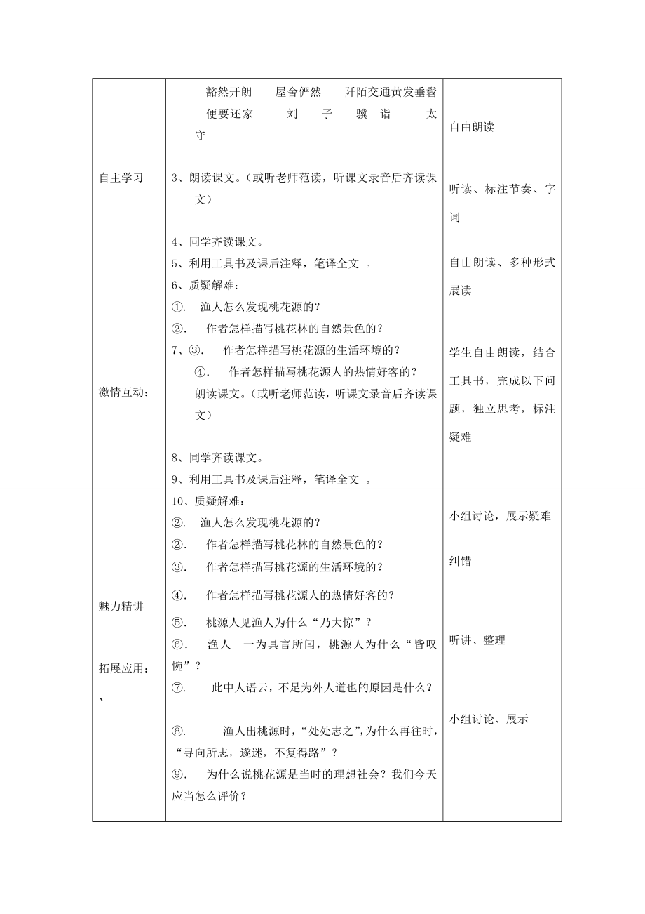 八年级语文上册第五单元21桃花源记复习教案（新版）新人教版（新版）新人教版初中八年级上册语文教案.doc