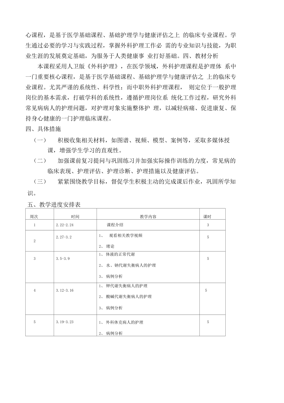 外科护理学教学计划.doc