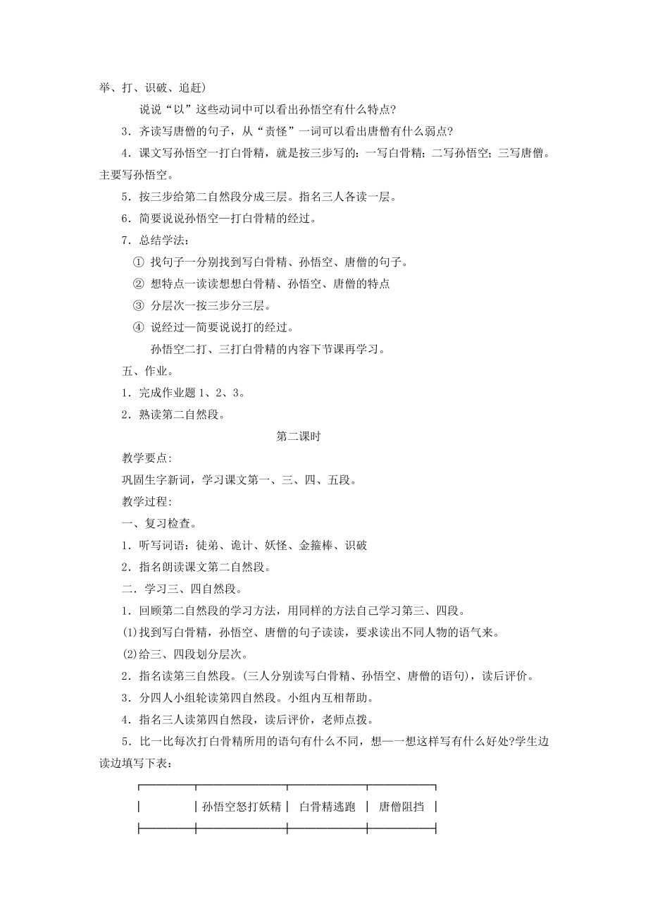 六年级语文下册第三单元第八课三打白骨精教案1苏教版苏教版小学六年级下册语文教案.doc