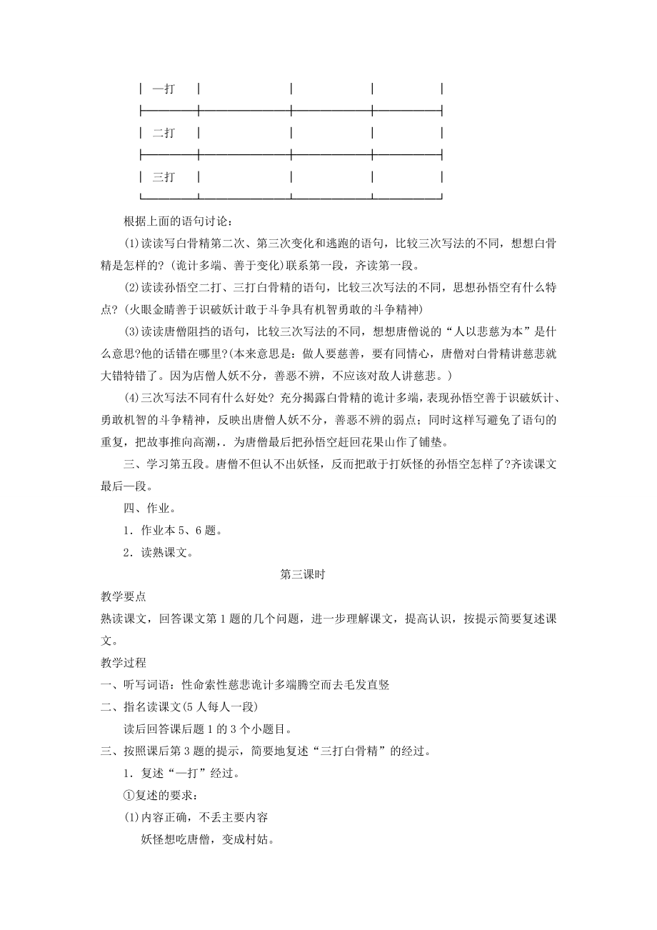 六年级语文下册第三单元第八课三打白骨精教案1苏教版苏教版小学六年级下册语文教案.doc