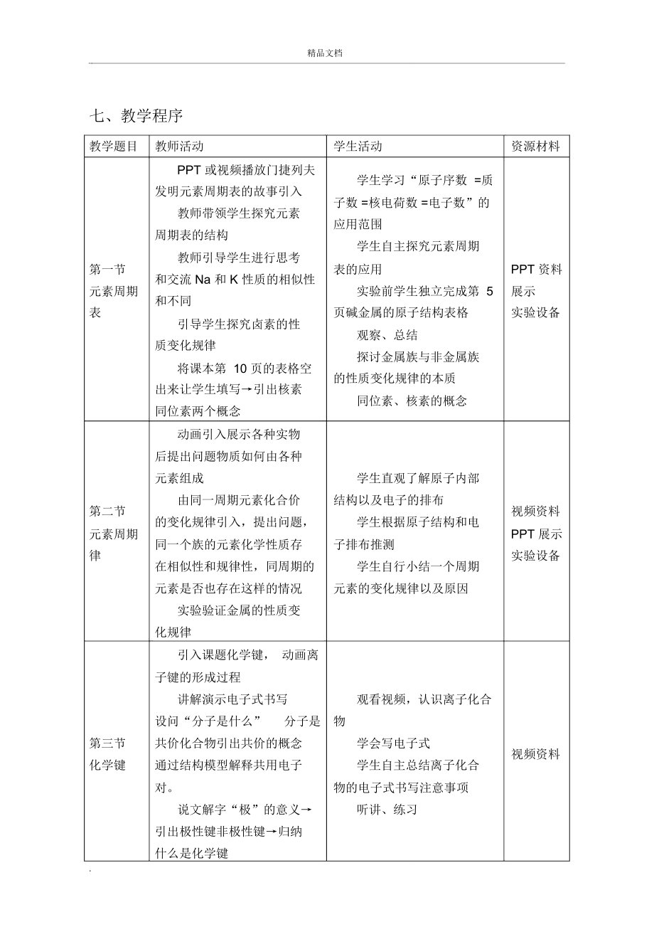 物质结构元素周期律单元教学设计.doc