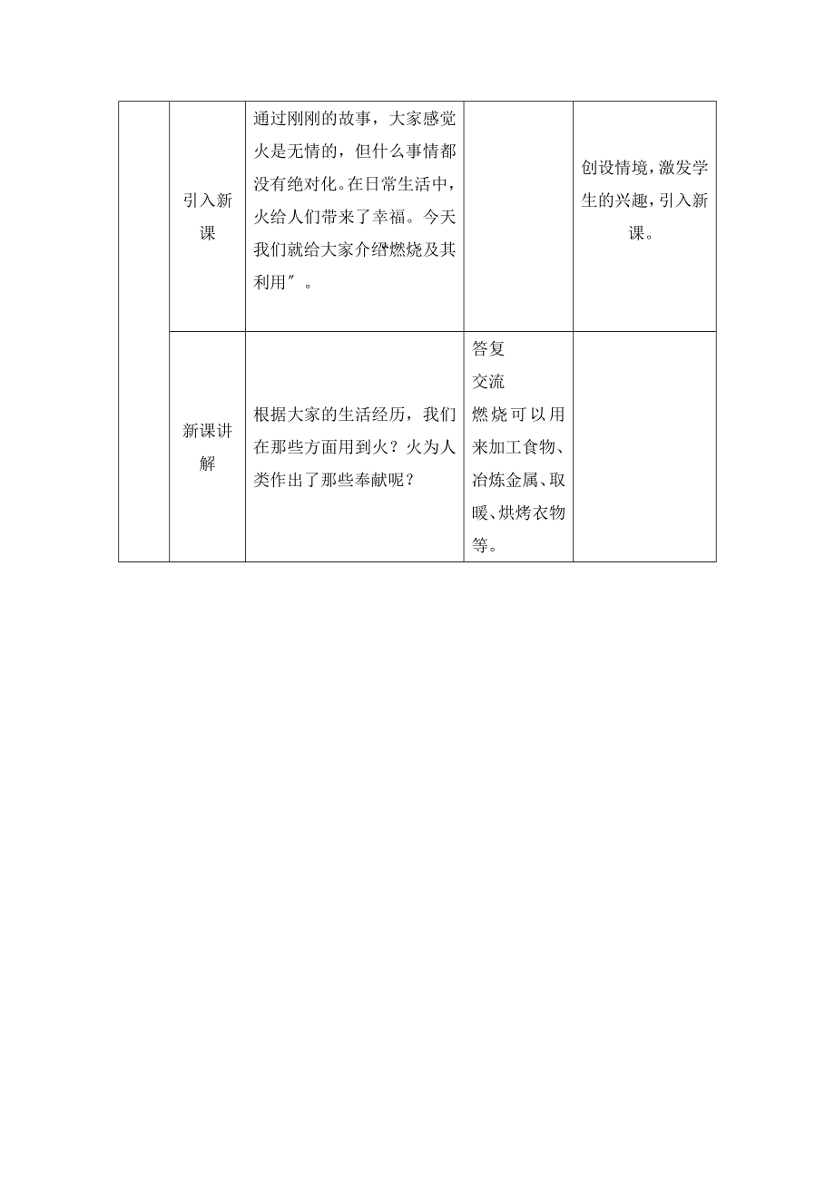 人教版化学九年级上册7.1《燃烧和灭火》第一课时参考教案.doc