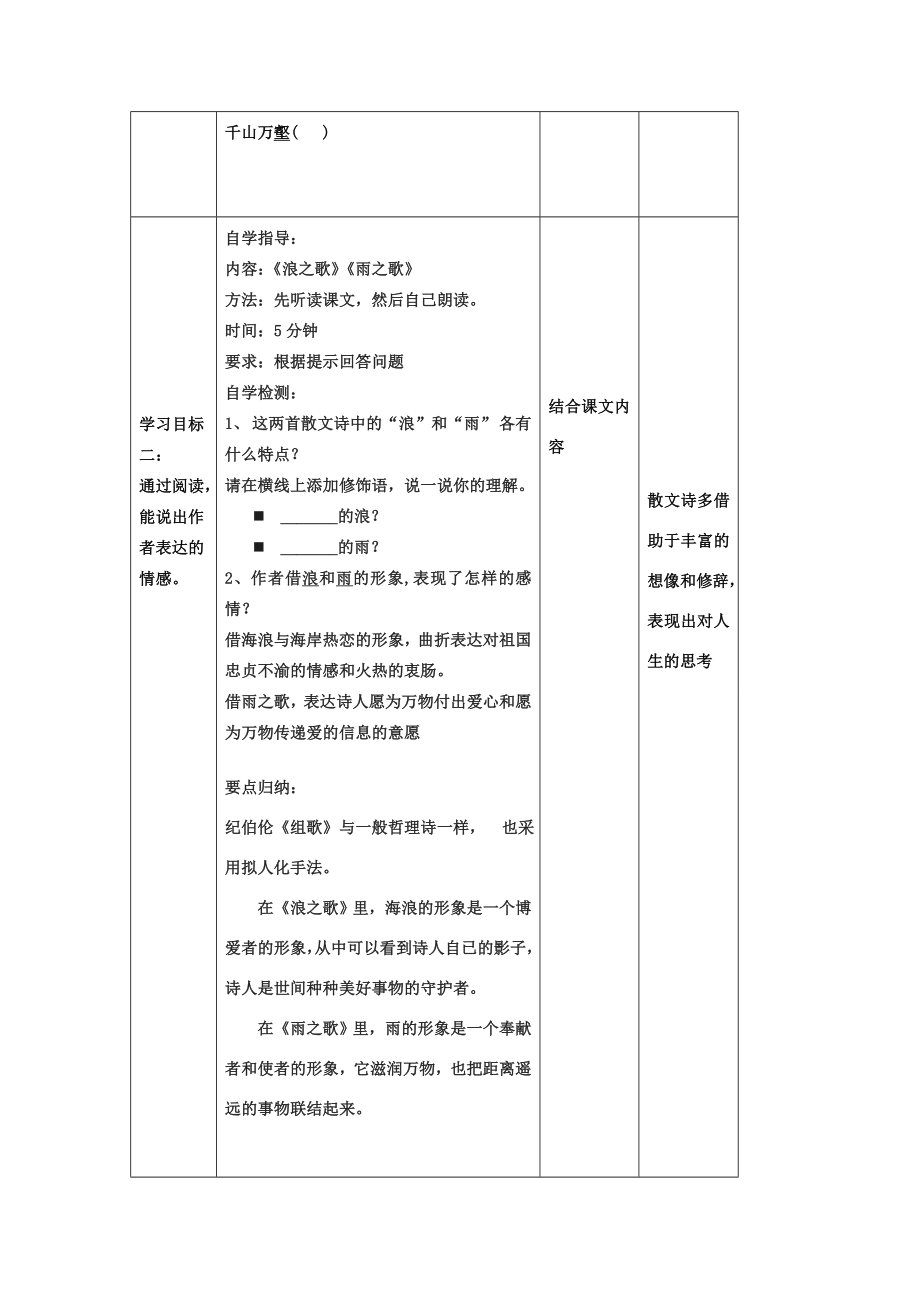 八年级语文下册10《组歌》精品教案（新版）新人教版（新版）新人教版初中八年级下册语文教案.doc