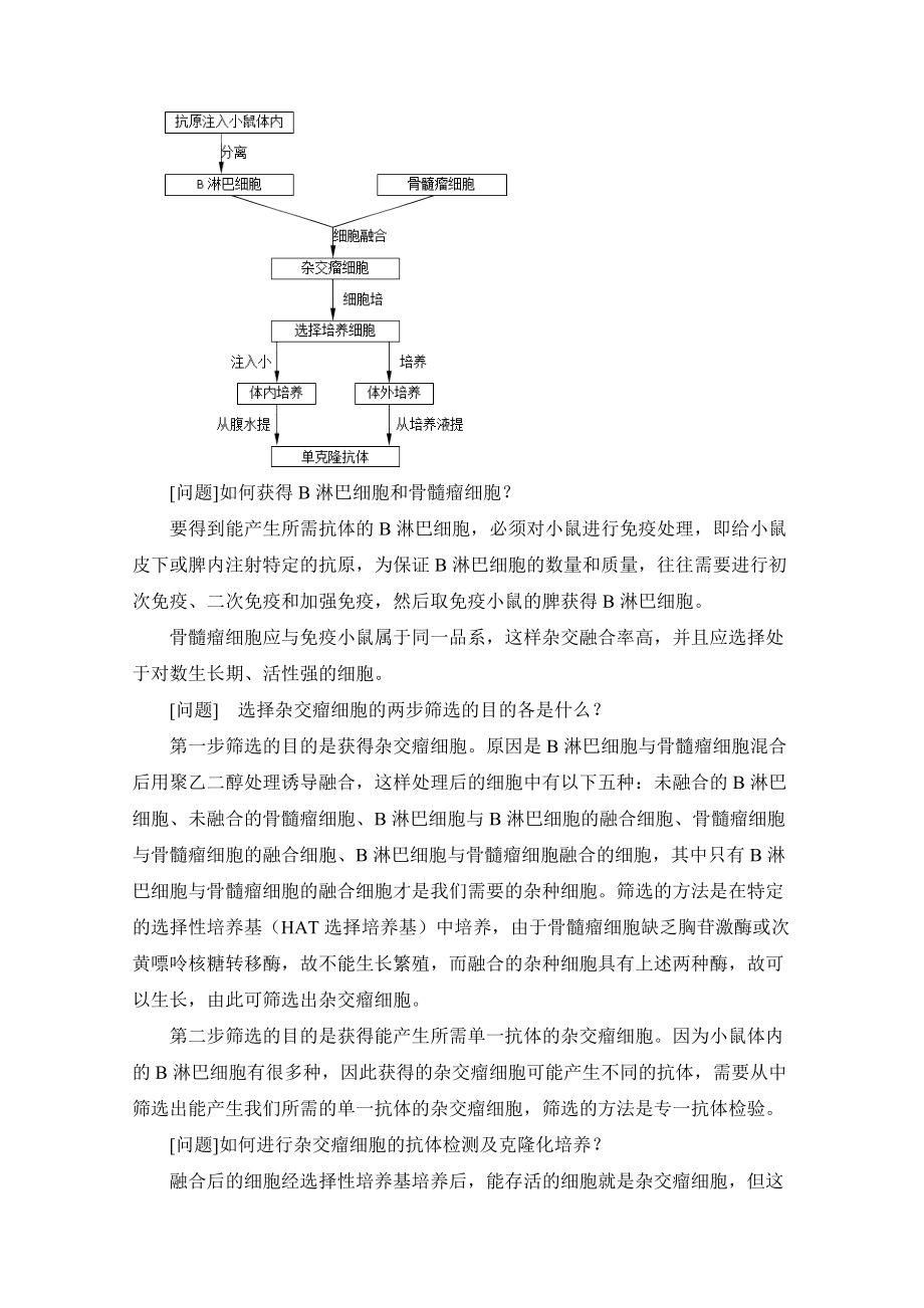 人教版高中生物选修32.2《动物细胞融合与单克隆抗体》教案（一）.doc