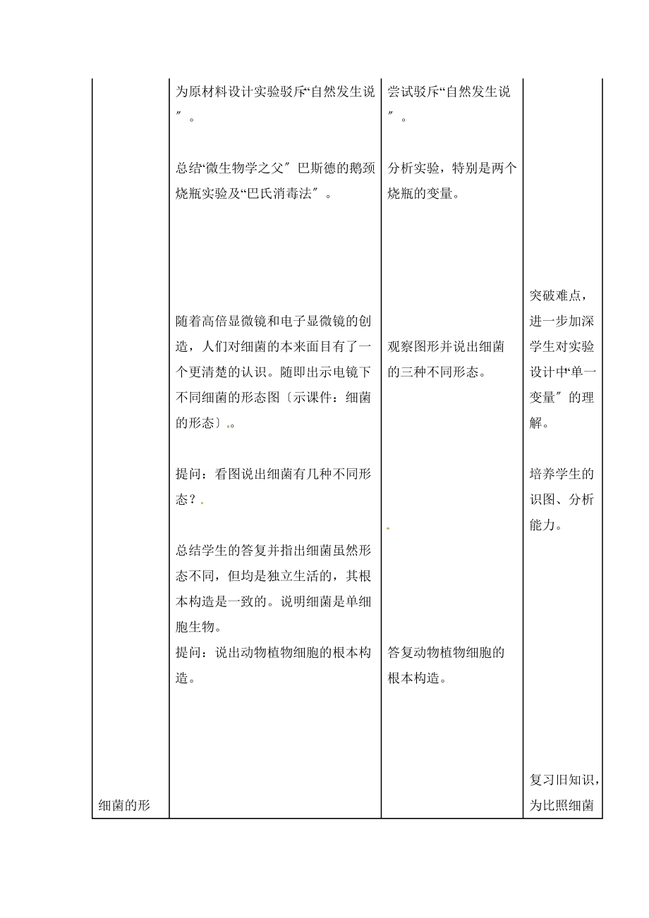 人教版生物八年级上册5.4.2《细菌》教案2.doc