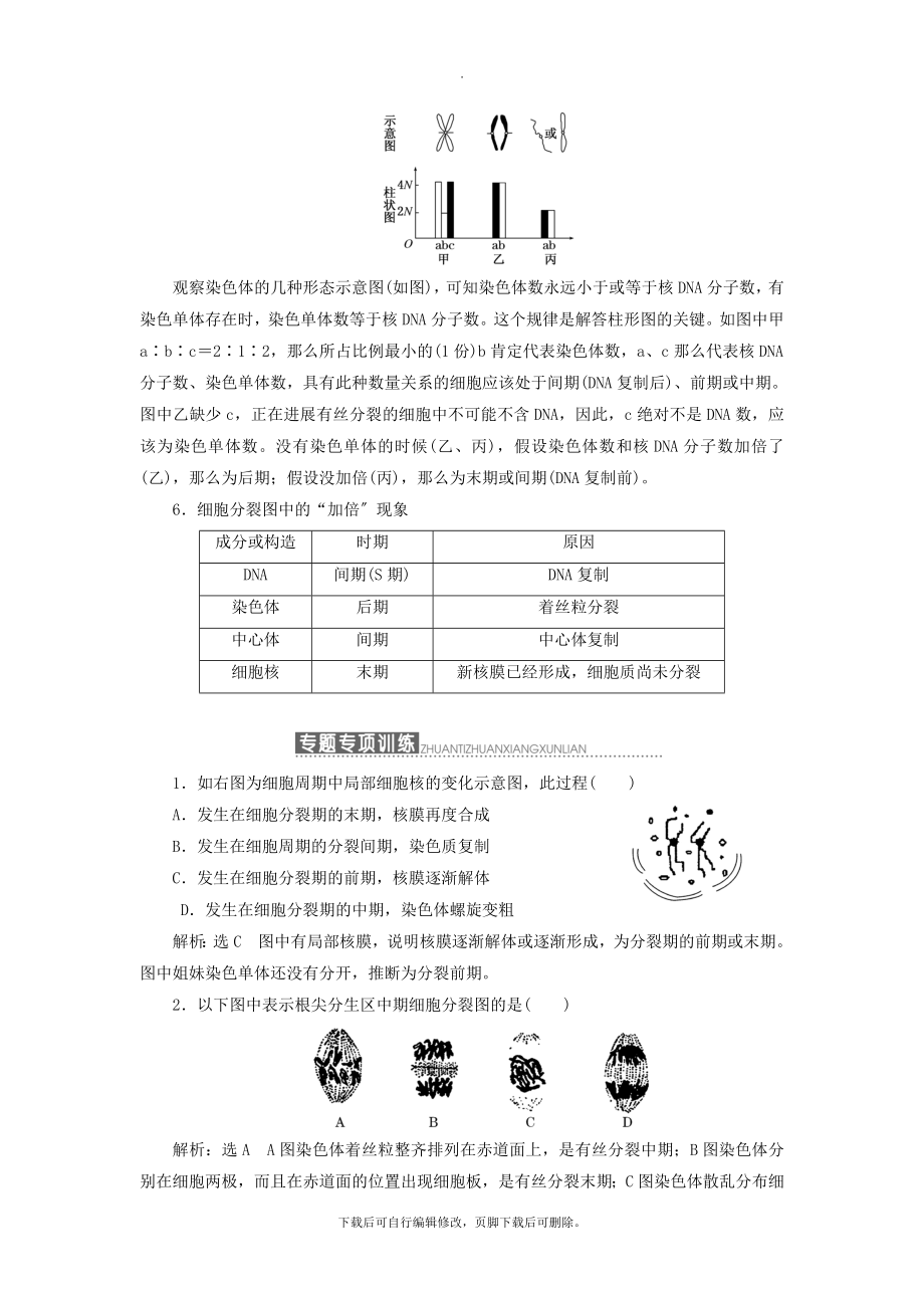 高中生物小专题大智慧细胞分裂的图像、曲线图、柱形图判断与分析教学案浙科版必修1.doc