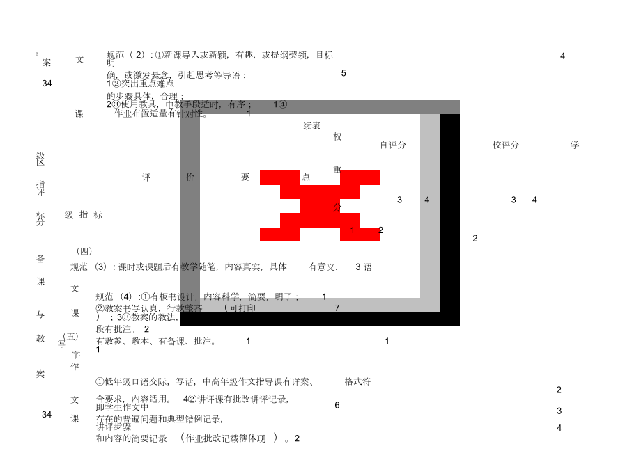 小学语文教学常规检查评价表.doc