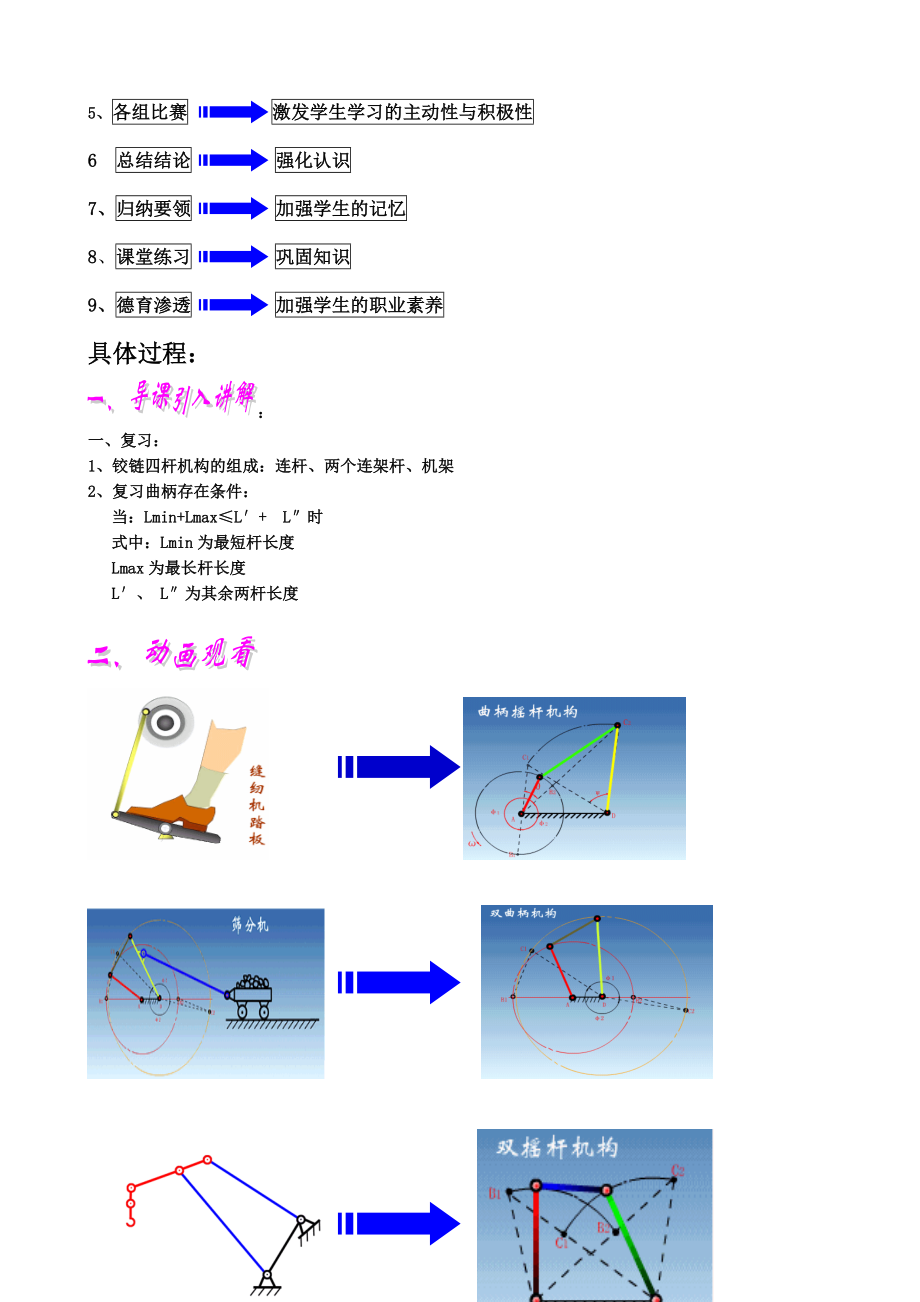 铰链四杆机构的曲柄存在条件教学设计.doc