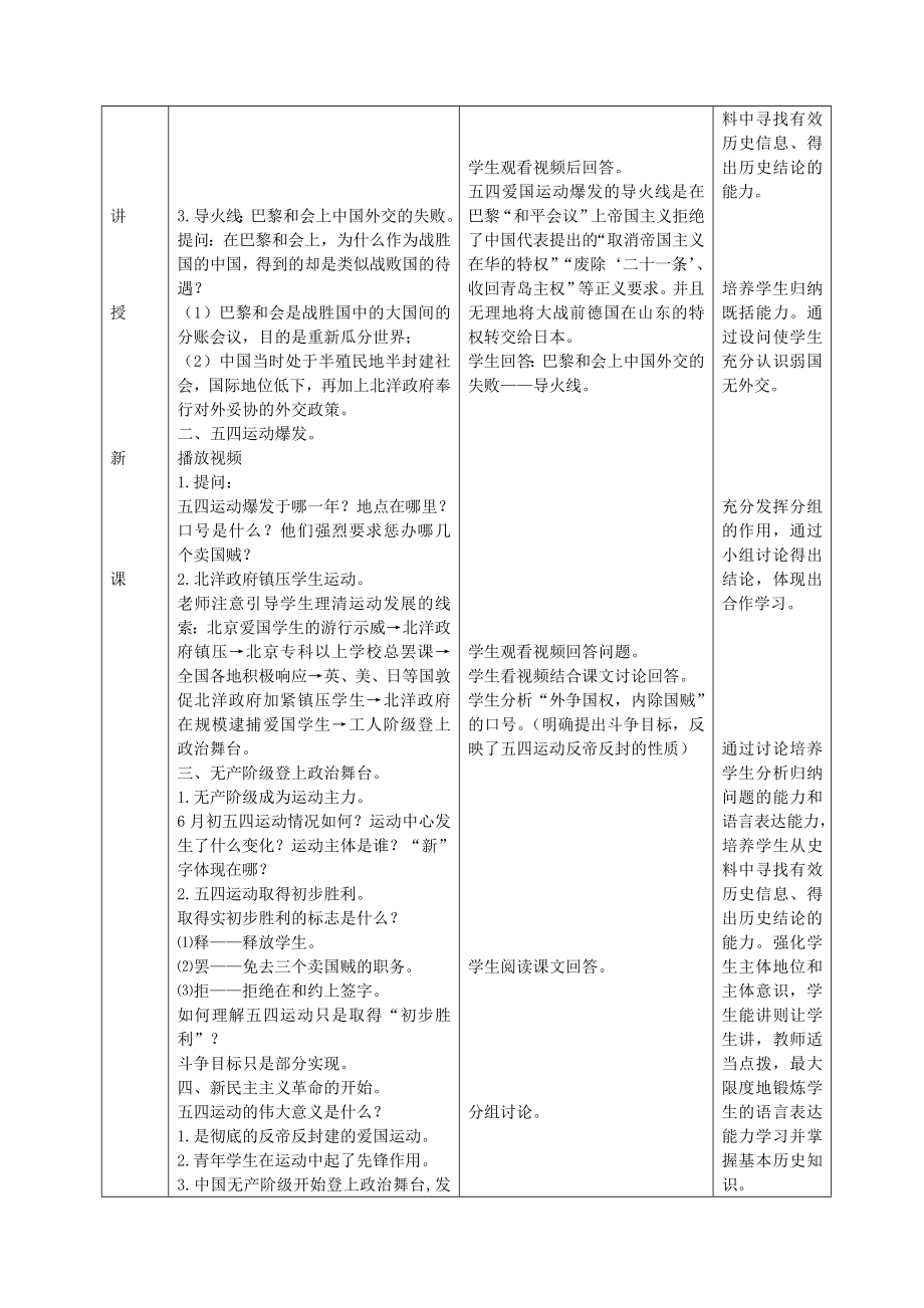 八年级历史上册第10课五四爱国运动教案岳麓版岳麓版初中八年级上册历史教案.doc