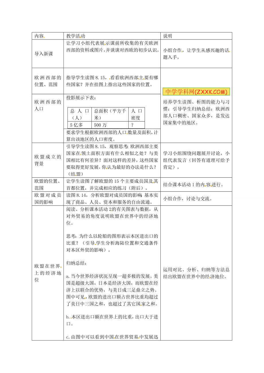 河北省秦皇岛市抚宁县驻操营学区七年级地理下册《欧洲西部》教学设计新人教版.doc