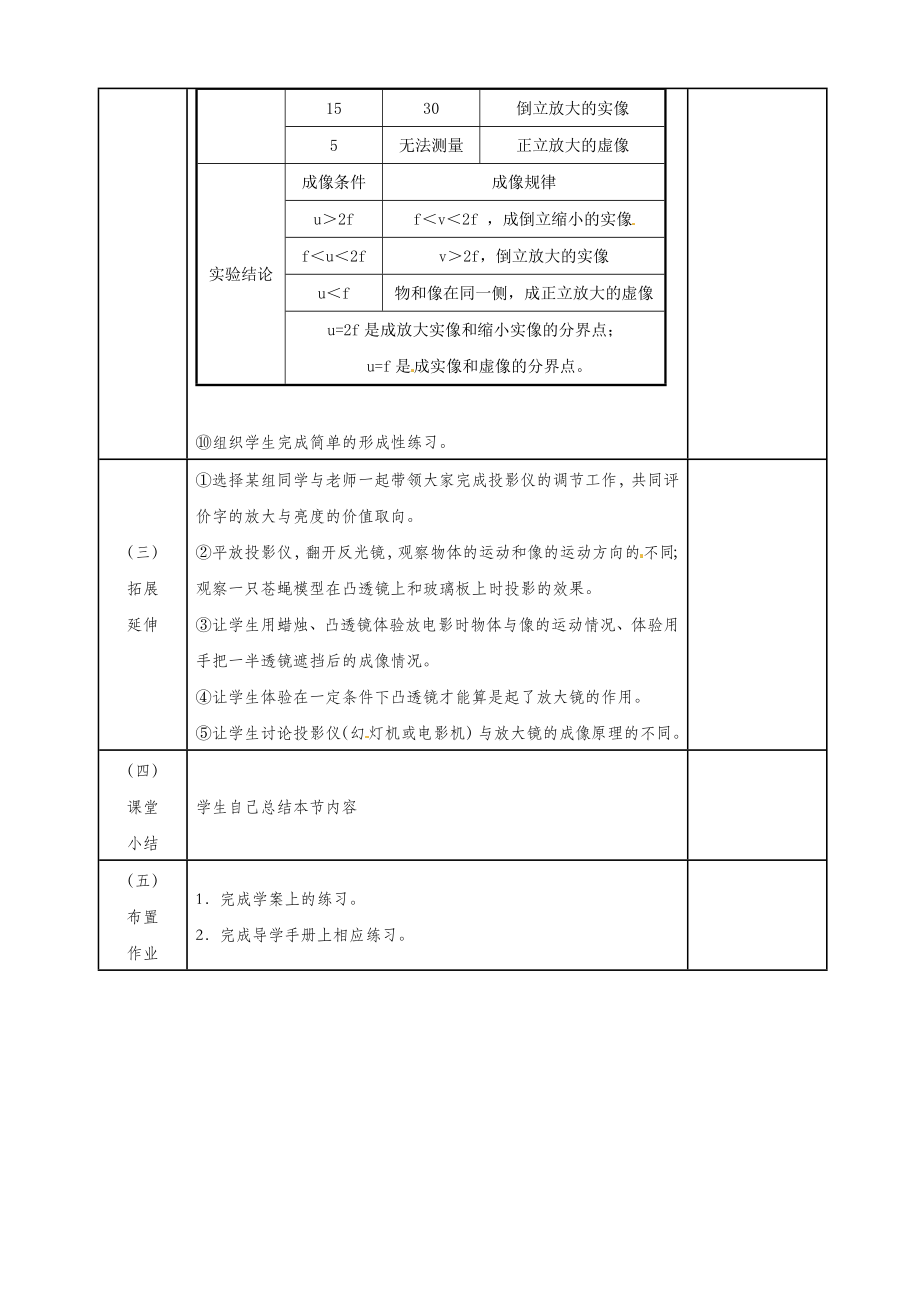 初中苏科版物理八年级上册4《三、凸透镜成像的规律》教案1.doc