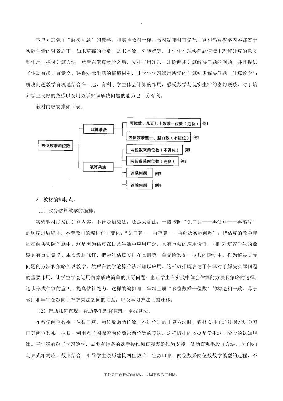 最新三年级数学下册4《两位数乘两位数》教学分析素材新人教版.doc