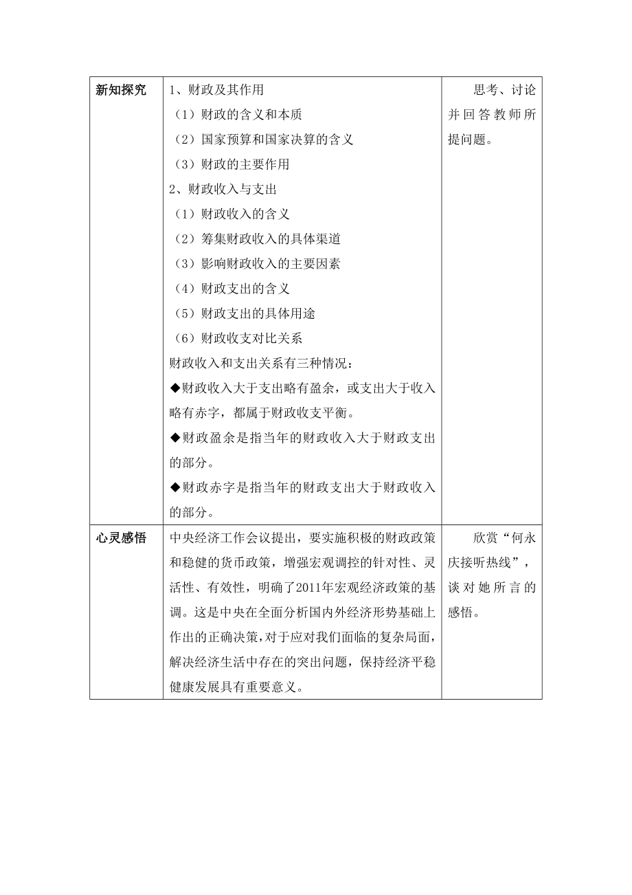 人教版高中政治必修13.17《国家财政》情境探究型教案.doc