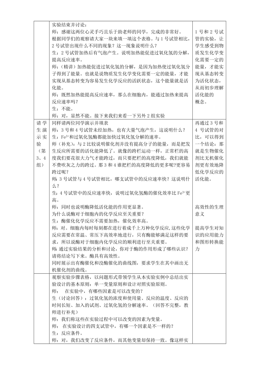 比较过氧化氢酶在不同条件下的分解教学设计.doc