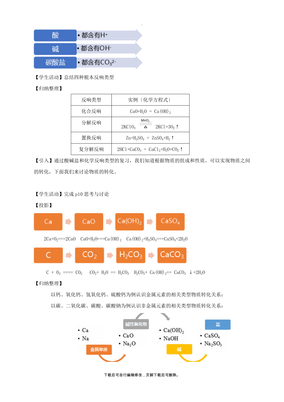 高中化学1.2物质的转化教学设计（2）人教版第一册.doc