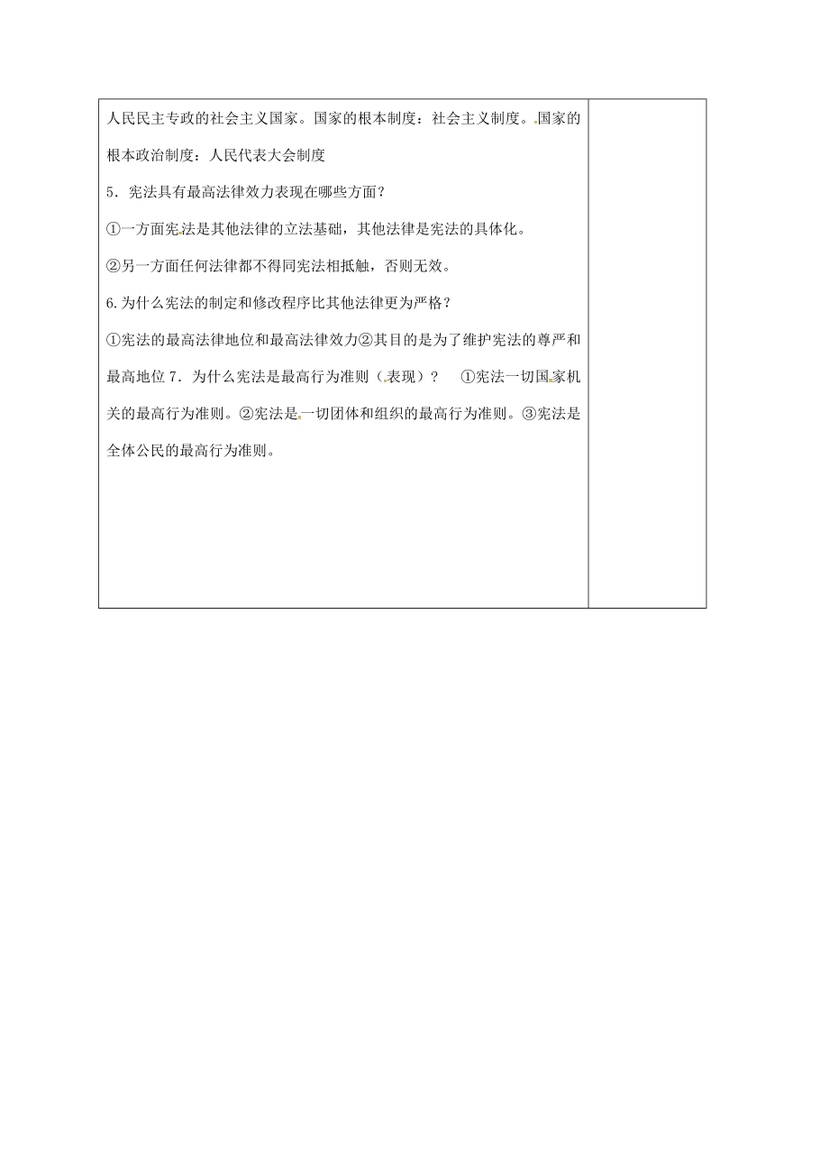 山东省郯城县八年级政治下册第8单元生活在依法治国的国家第16课治国安邦的总章程教学案鲁教版鲁教版初中八年级下册政治教学案.doc