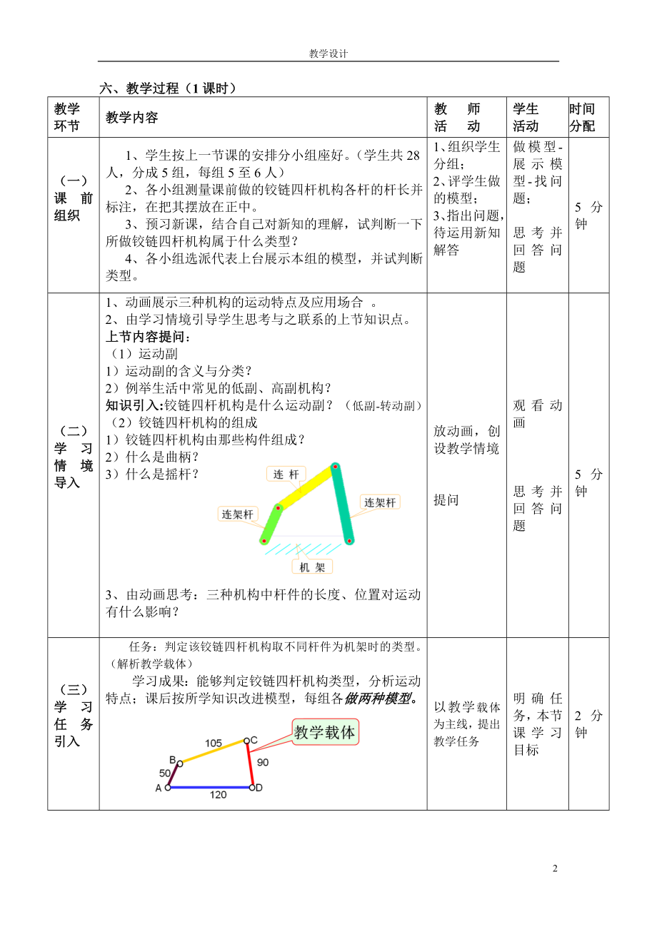 铰链四杆机构教学设计.doc