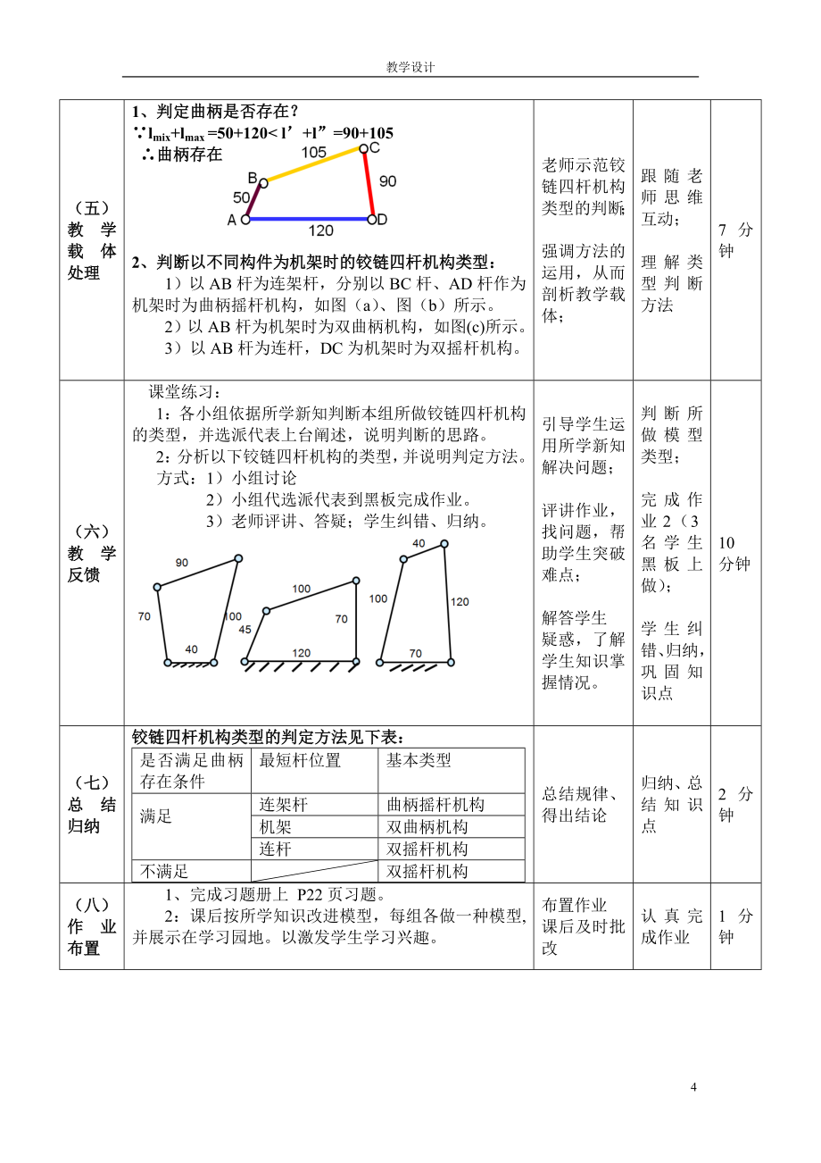 铰链四杆机构教学设计.doc