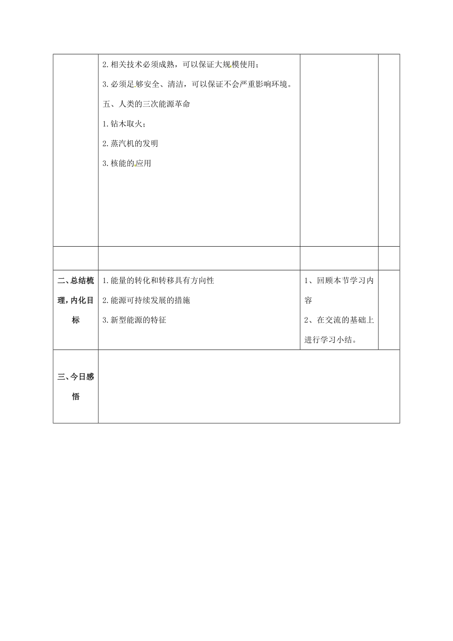 北大绿卡九年级物理全册第22章第4节能源与可持续发展教案（新版）新人教版（新版）新人教版初中九年级全册物理教案.doc