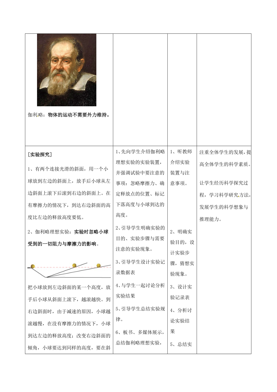 八年级物理下册《9.2牛顿第一定律》教案苏科版苏科版初中八年级下册物理教案.doc