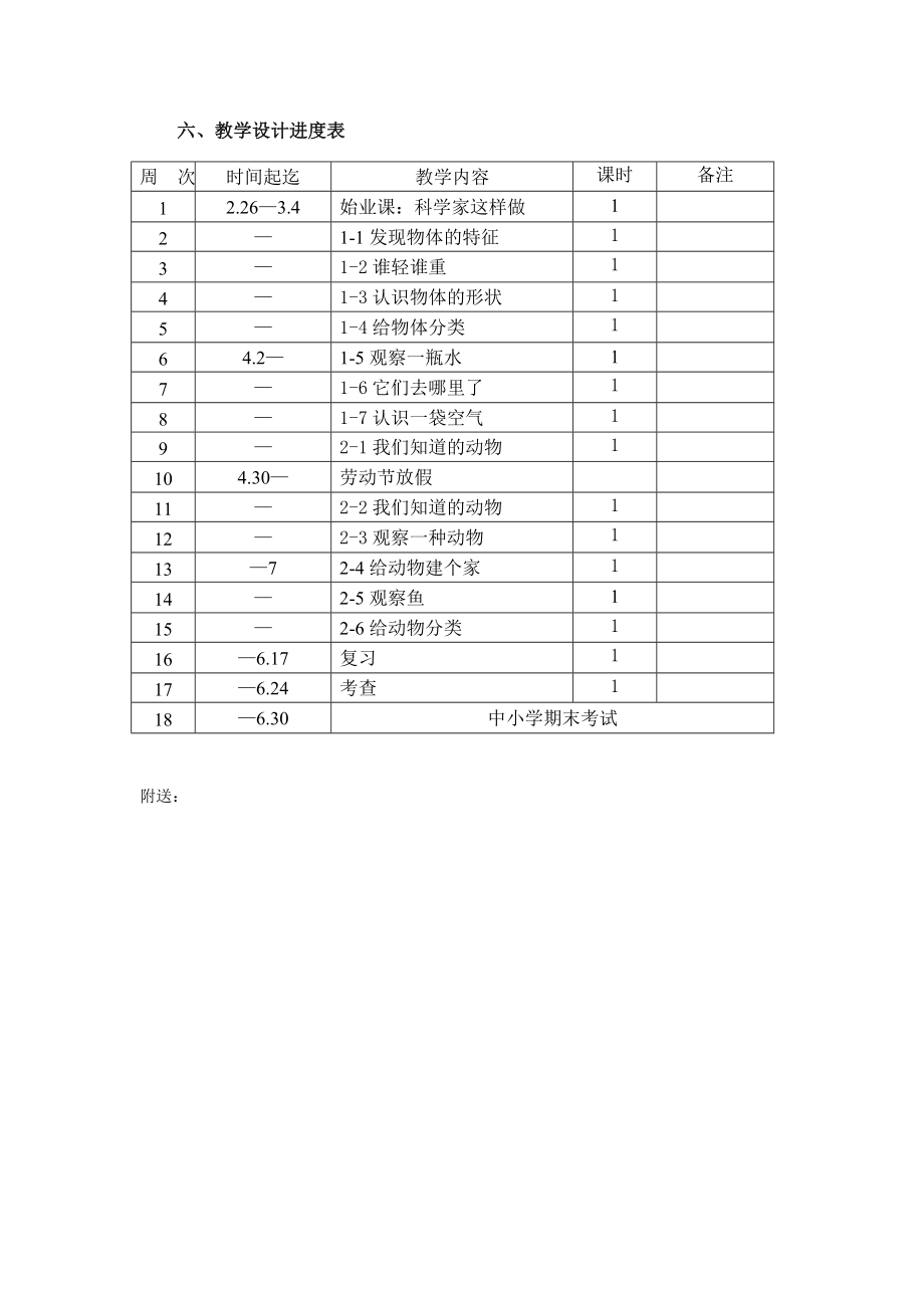 春教科版科学一年级下册教学计划.doc