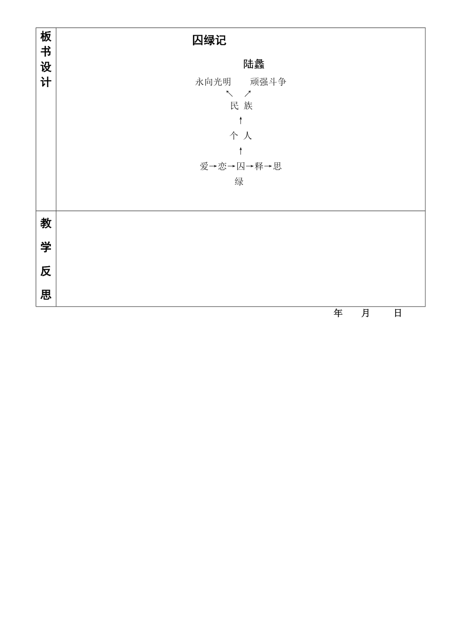 囚绿记教案公开课优秀教案.doc