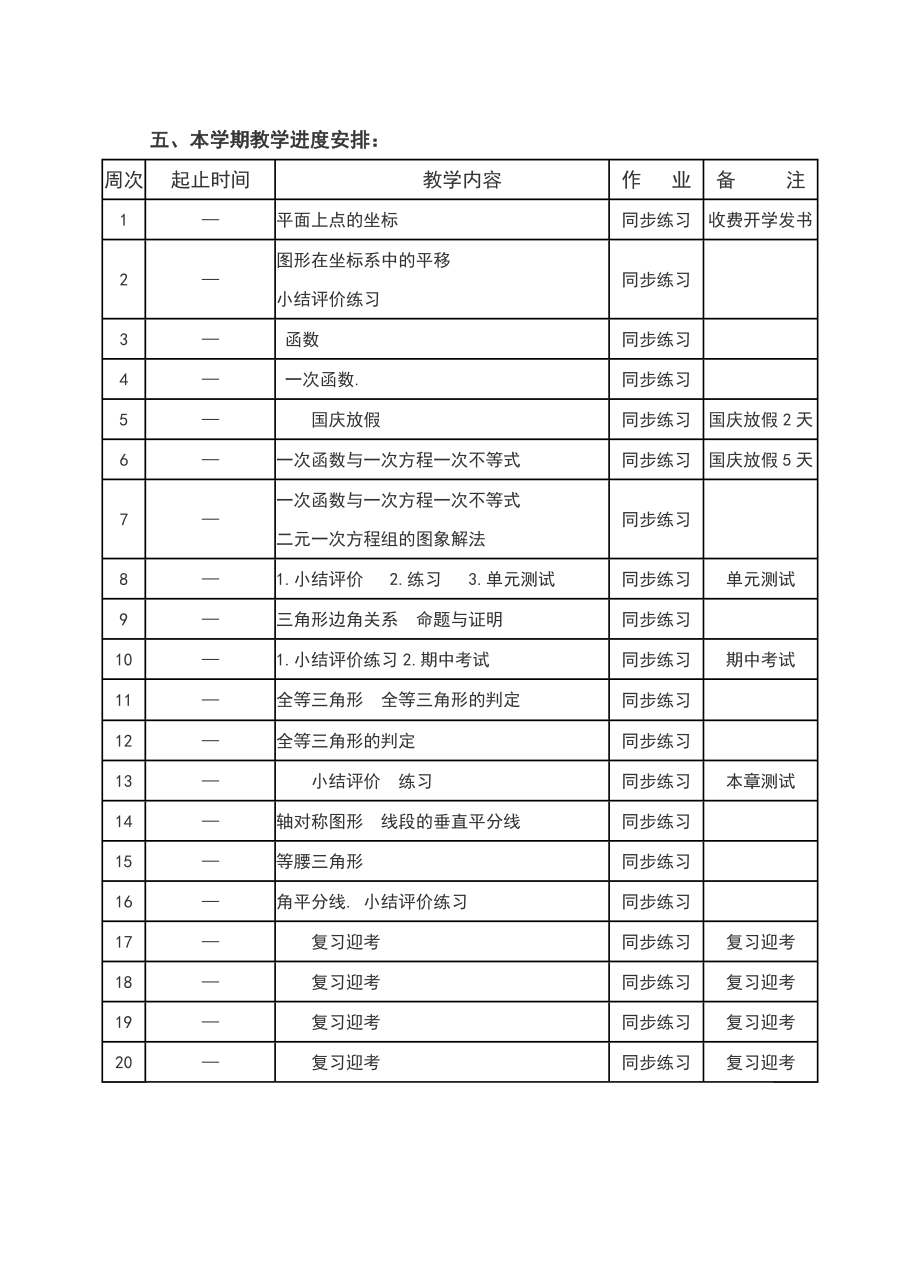 沪科版八年级数学上册教学计划.doc