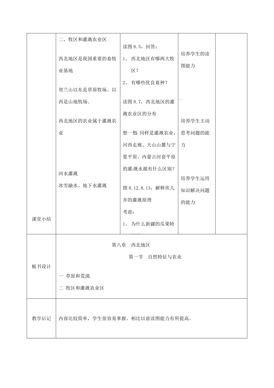 吉林省双辽市八年级地理下册8.1自然特征与农业教案（新版）新人教版（新版）新人教版初中八年级下册地理教案.doc