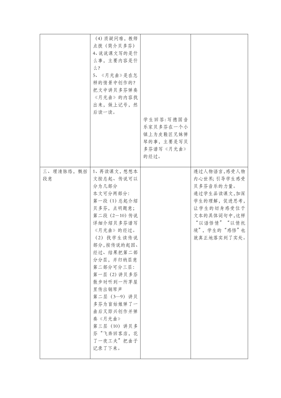 四年级语文上册第九单元音乐18月光曲备课教案北师大版.doc