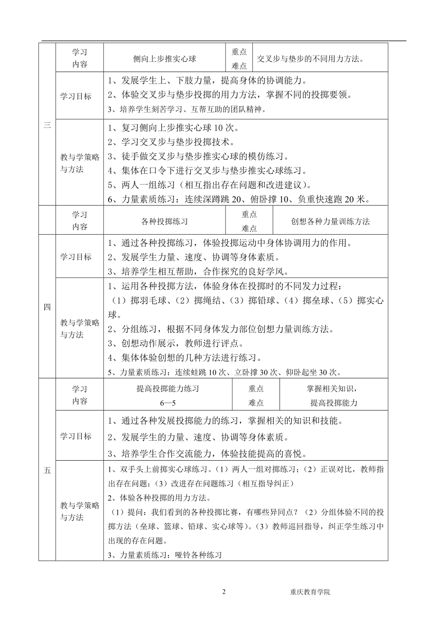 实心球单元计划和教学设计.doc