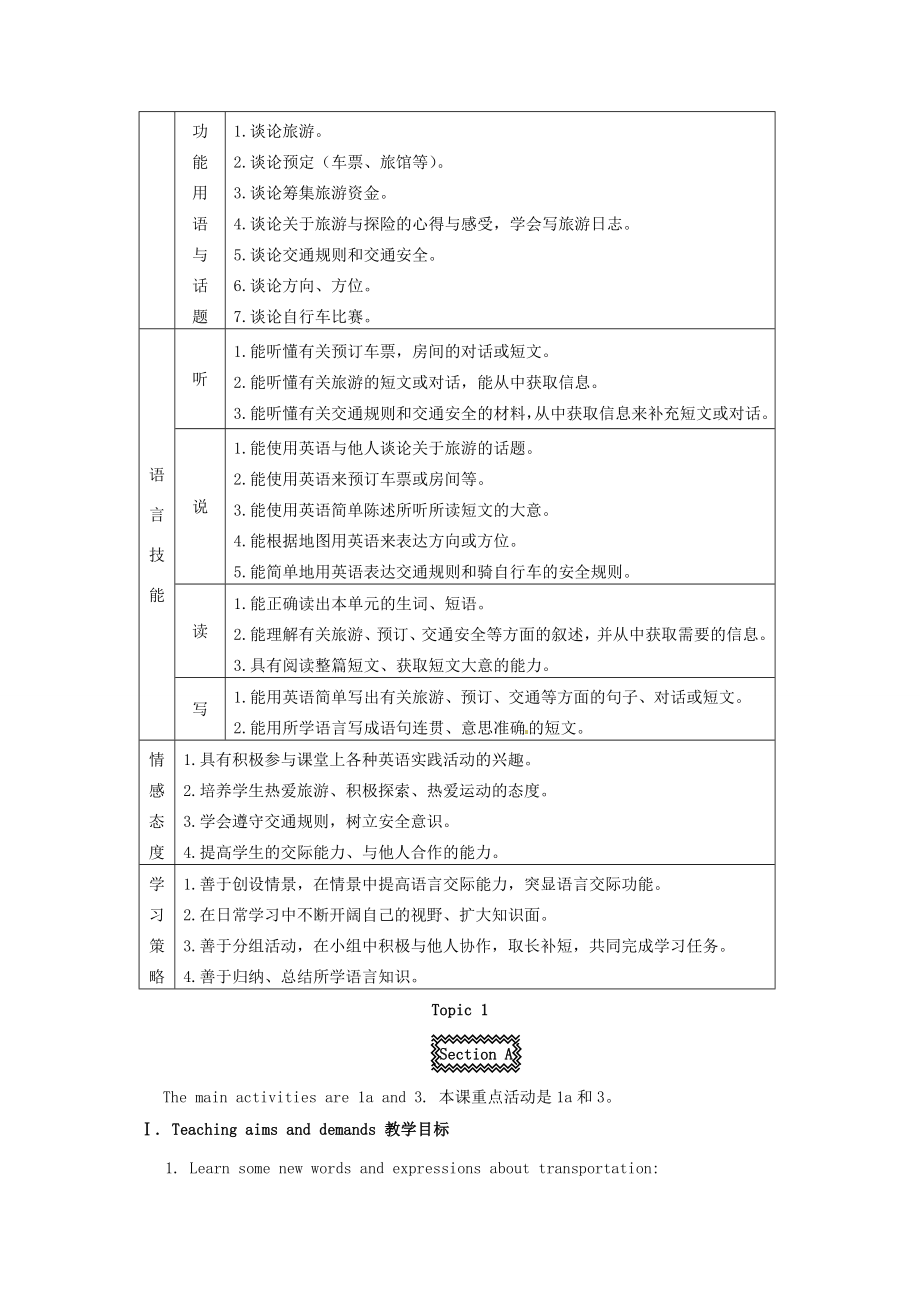 八年级英语下册Unit6EnjoyingCycling单元教案仁爱版.doc