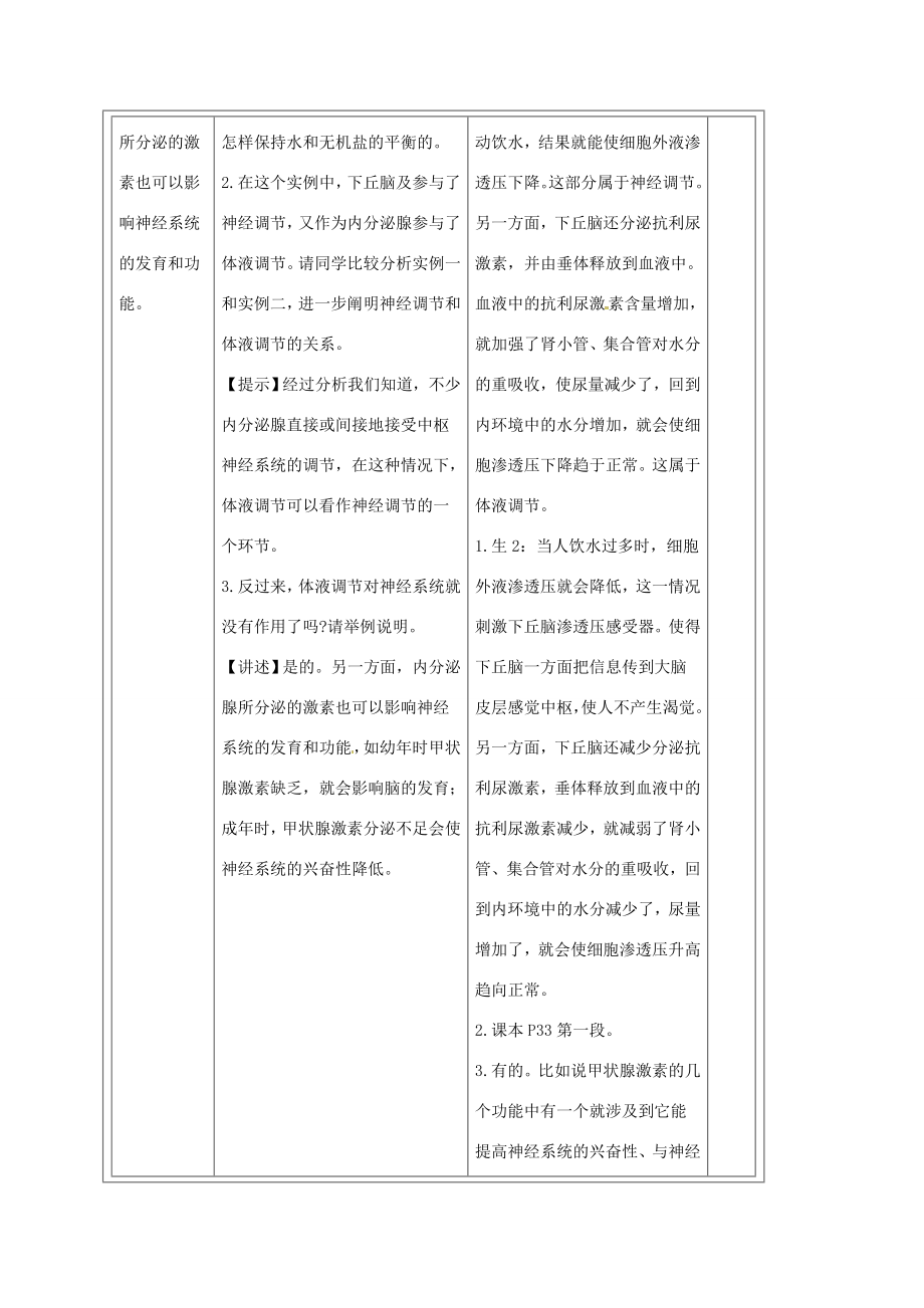 八年级科学下册7.4人体是一个统一的整体教案（新版）华东师大版（新版）华东师大版初中八年级下册自然科学教案.doc