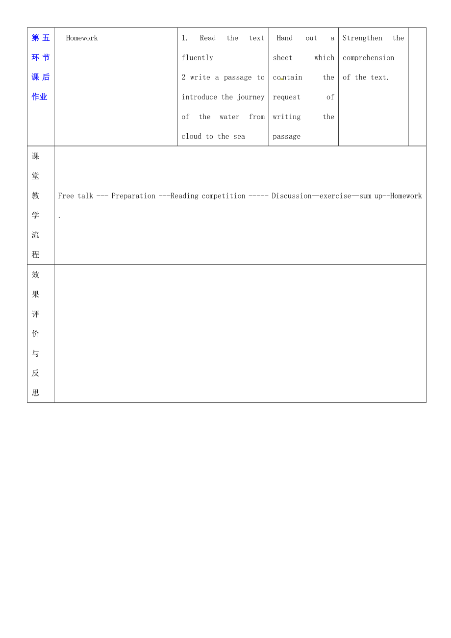 广东省深圳市宝安区上寮学校七年级英语下册《Unit5water》ReadingⅠ教案牛津版.doc