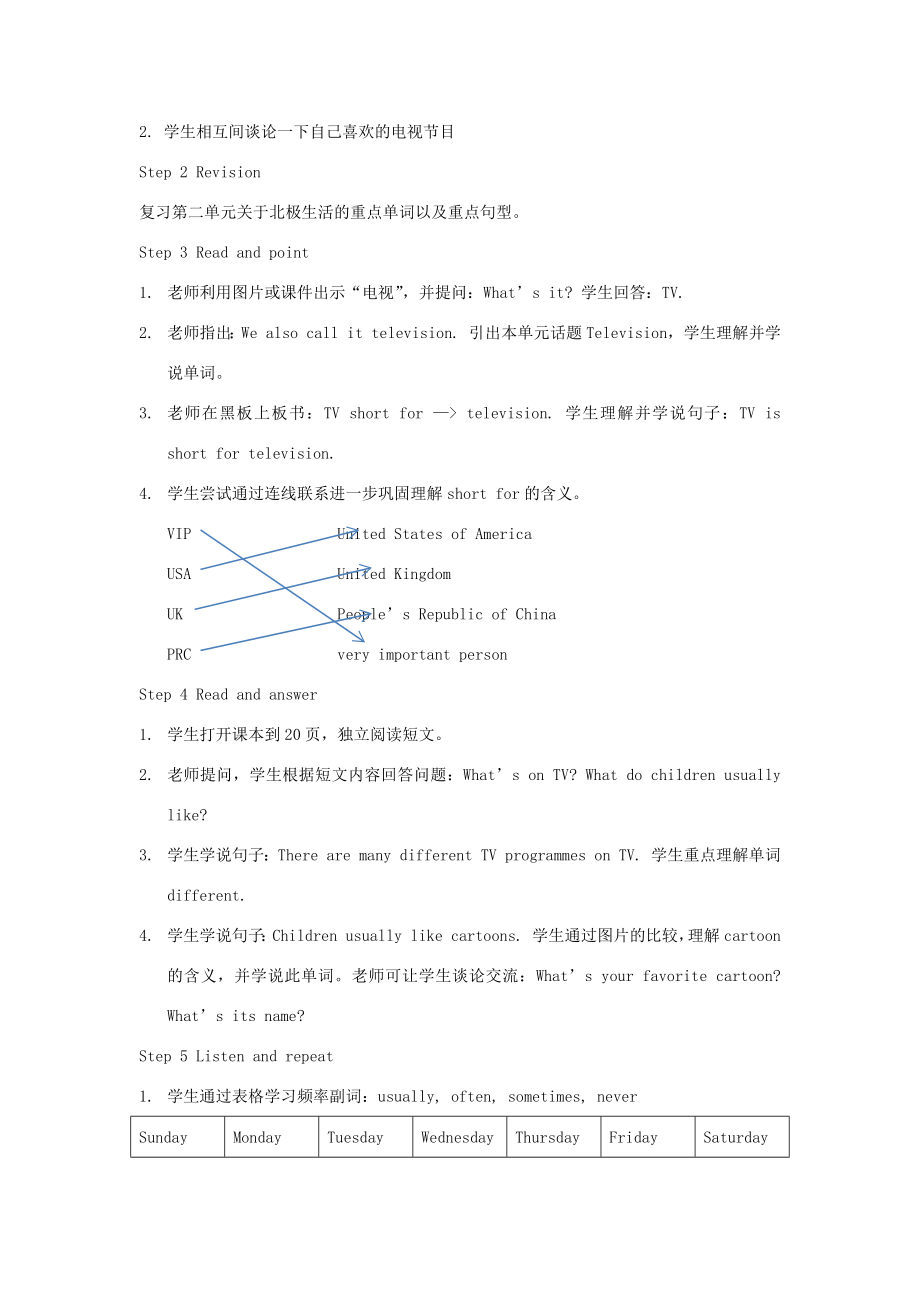 春五年级英语下册Unit3Television（12）教案剑桥版人教版小学五年级下册英语教案.doc