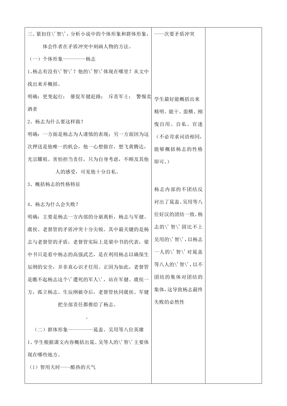 山东省郯城县九年级语文上册《智取生辰纲》教案人教新课标版.doc