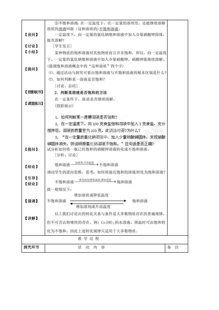 广东省珠海十中九年级化学下册《9.2溶解度（第1课时）》教案新人教版(2).doc