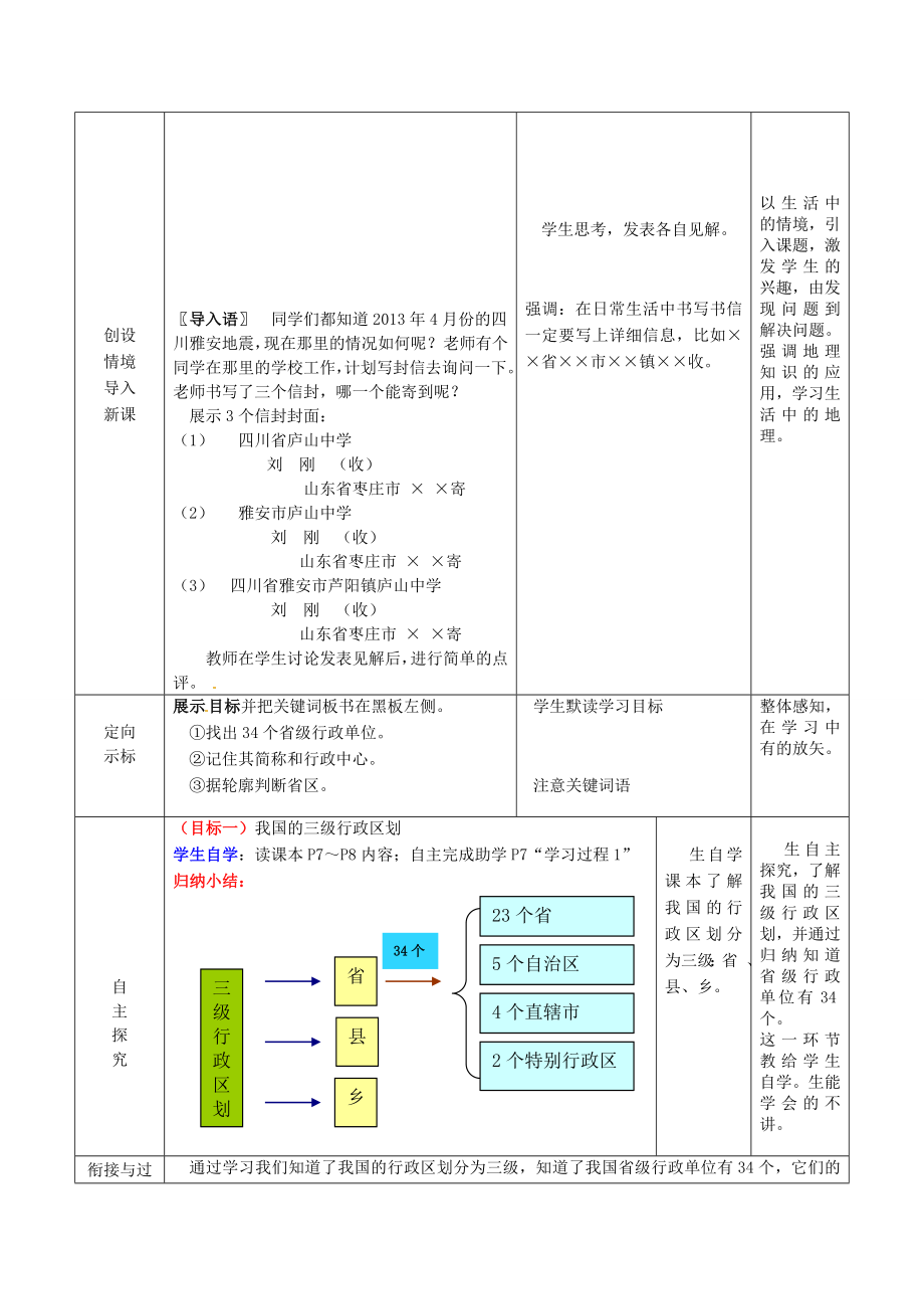 山东省滕州市大坞镇大坞中学八年级地理上册1.1.3行政区划教案（新版）商务星球版.doc