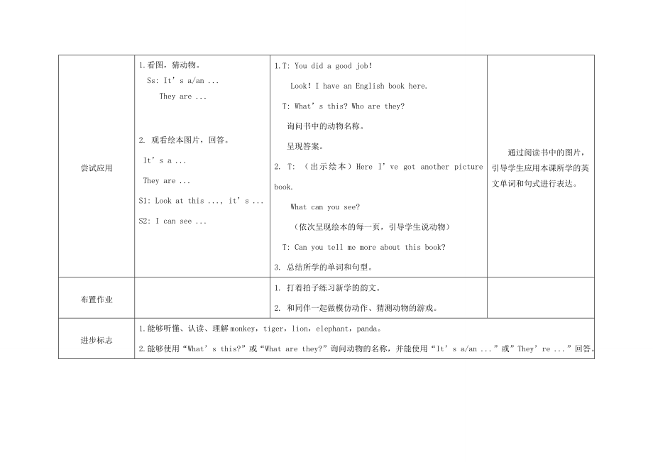 春三年级英语下册Module2Unit1Theyaremonkeys教案外研版（三起）外研版小学三年级下册英语教案.doc