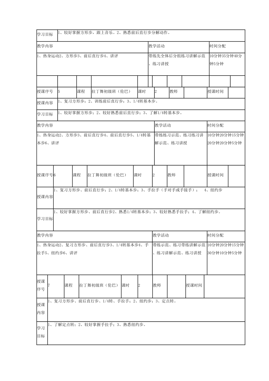 少儿初级拉丁舞教案.doc