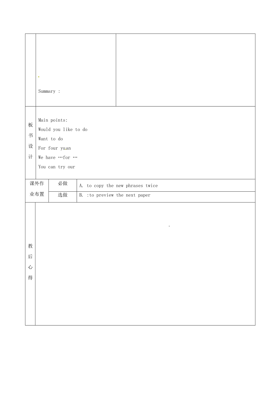 山东省烟台市黄务中学七年级英语上册Unit2I’dlikesomenoodlesSectionB（3aselfcheck）教案（新版）鲁教版五四制.doc