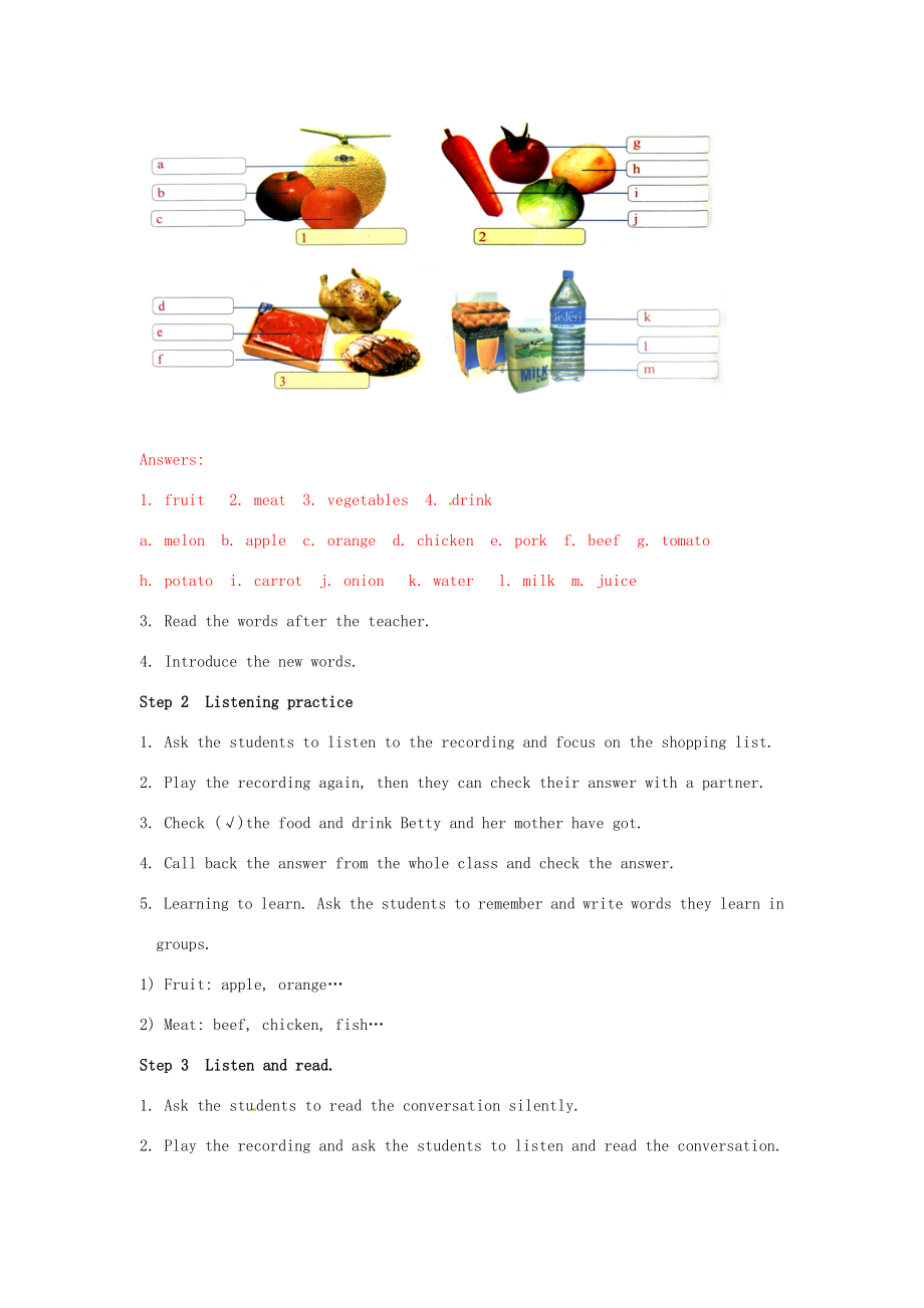 天津市武清区杨村第五中学七年级英语上册《Module4HealthyfoodUnit1We’vegotlotsofapples.》教案（新版）外研版.doc